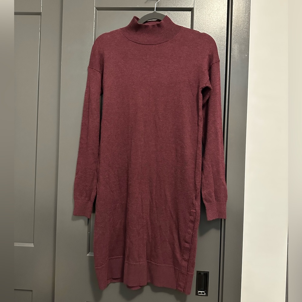 Banana Republic burgundy mock neck sweater dress